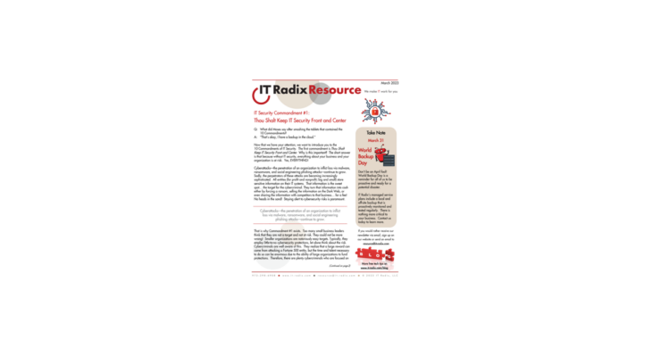 The March 2023 IT Radix newsletter focuses on: IT Security