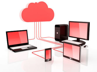 Cloud Computing -Multiple Devices Hooked Up Showing How Remote Workers Have Access on the Cloud