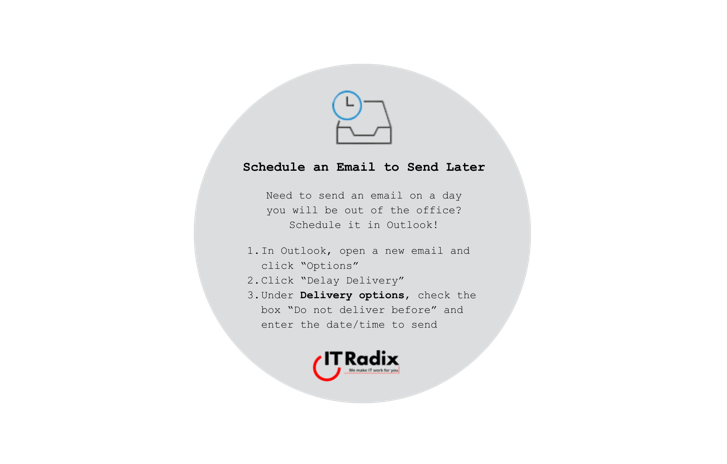 tech tip - Microsoft Outlook - schedule an email to send later