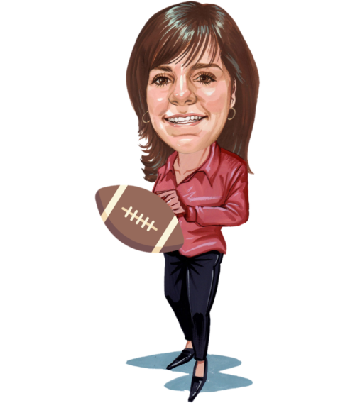 Cathy holding football