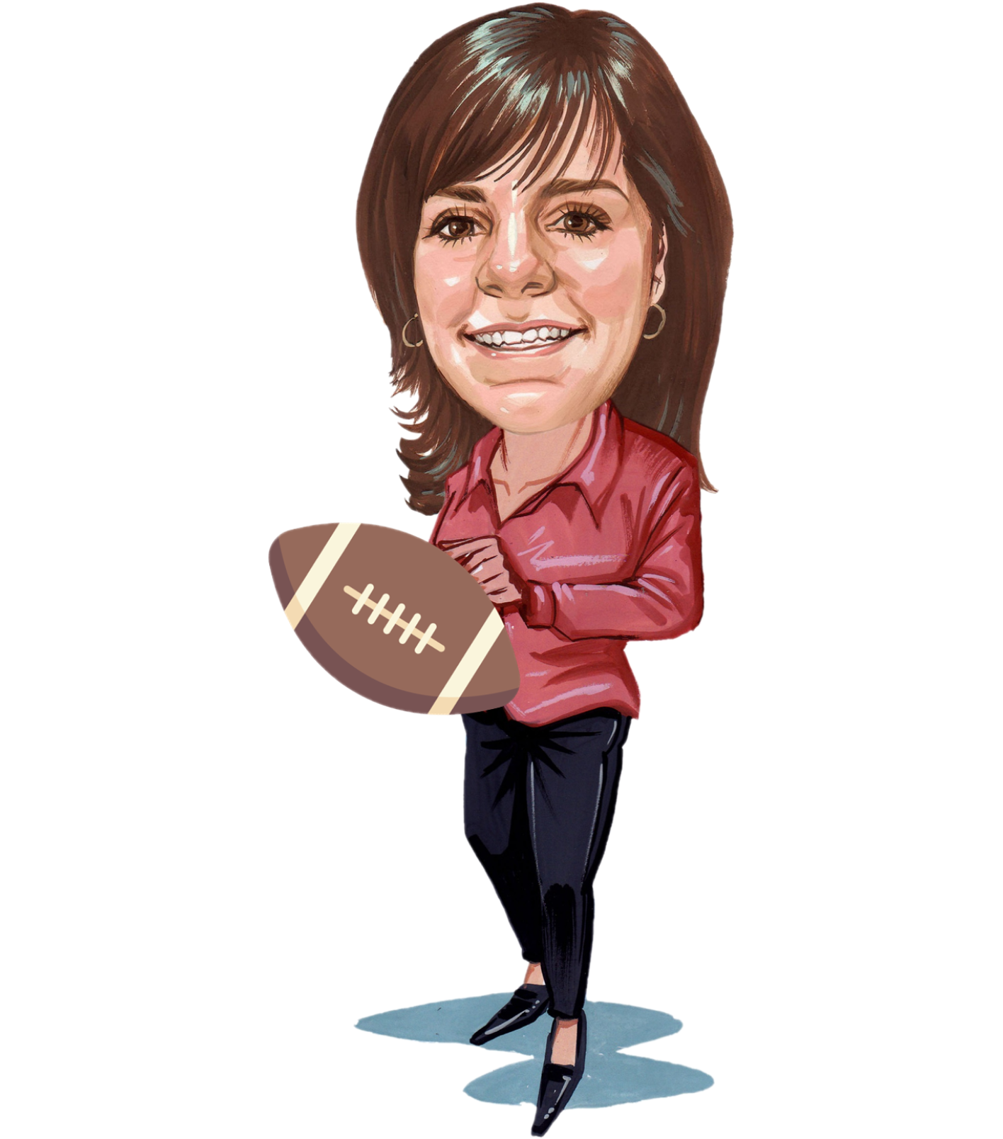 Cathy holding football
